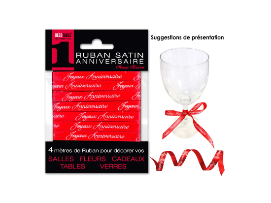 Ruban satin Joyeux Anniversaire 4 mètres