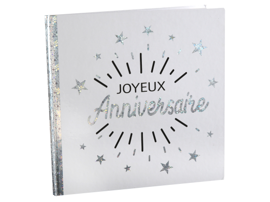 Livre d'or Anniversaire Etincelant Argent