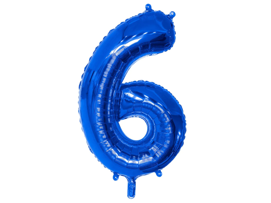 Ballon en aluminium '6' bleu