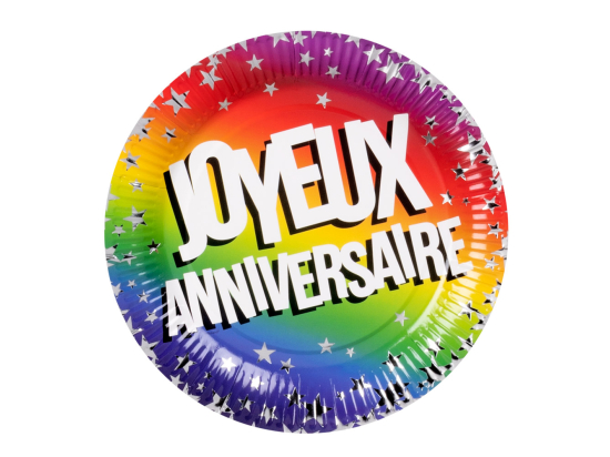 Set 6 Assiettes en papier 'Joyeux Anniversaire' (23 cm)