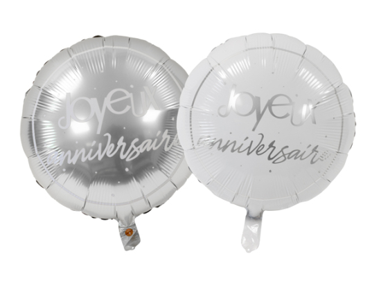 BALLON METALLIQUE "JOYEUX ANNIVERSAIRE" (dia. 45cm) AR