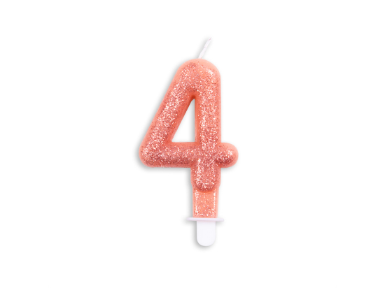 Number candle glitter rose gold nr. 4