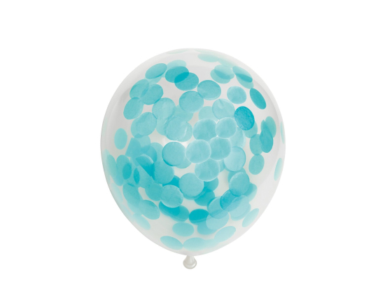 Ballon Transparent - Confetti Bleu Pastel