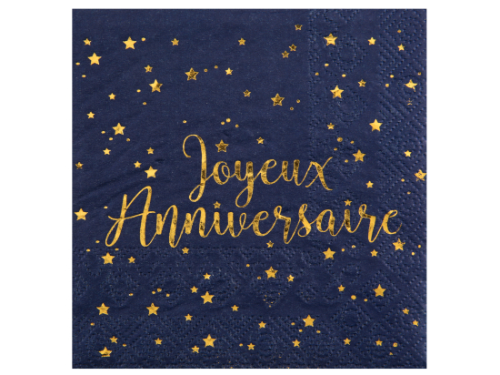 Serviette Joyeux Anniversaire Bleu