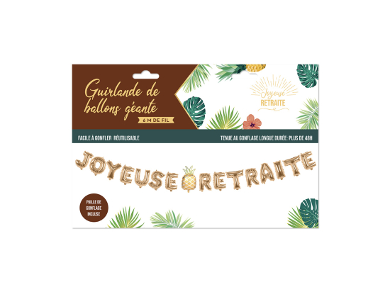 GUIRLANDE BALLONS "JOYEUSE RETRAITE" EN LETTRES