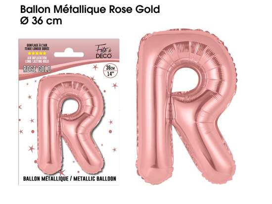 Ballon métallique Rose Gold Lettres et Symboles - Toutes les lettres, le # et le & : R