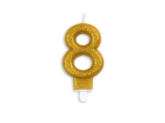 Number candle glitter gold nr. 8