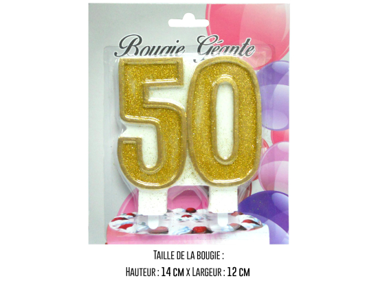 Bougie géante or 50 ans