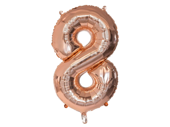 Ballon en aluminium '8' or rose