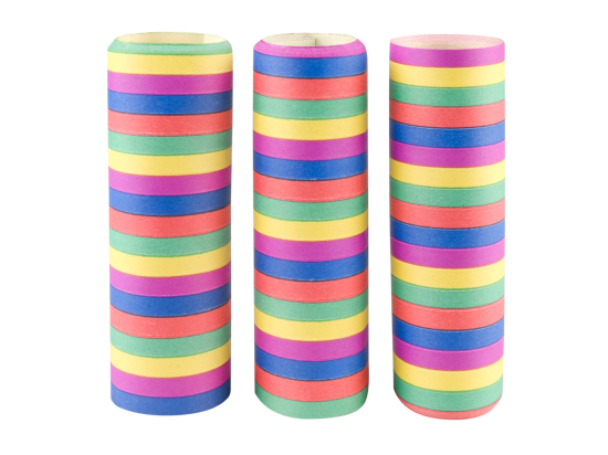 Set 3 Rouleaux de serpentins en papier 5 couleurs