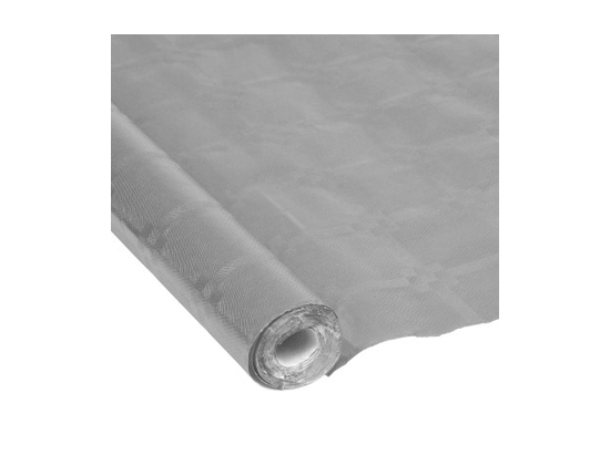 NAPPE NOEL EN PAPIER DAMASSE METALLISE 1,18*5M ARGENT