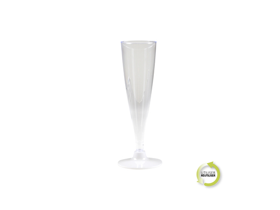 SET DE 6 FLUTES A CHAMPAGNE EN PLASTIQUE REUTILISABLE 14CL BLANC