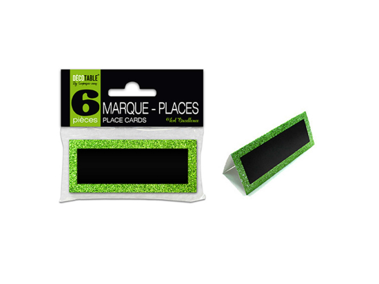 6 Marque-places pailletés couleur