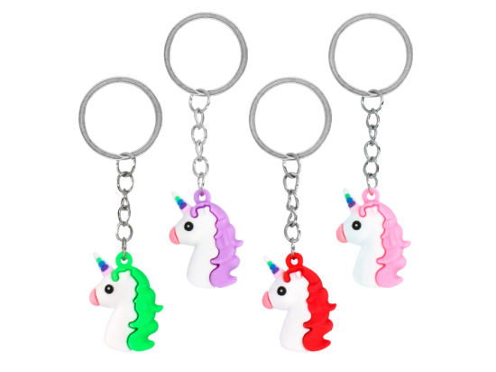 Set 4 Porte-clés Licorne 4 couleurs (3 x 2.5 cm)