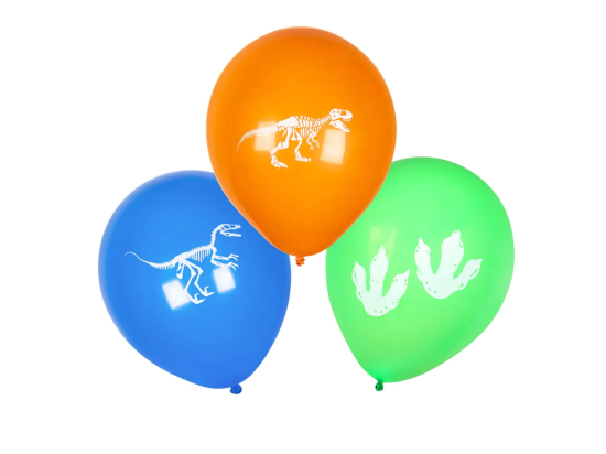 6 Ballons en latex T-Rex double face (25 cm)