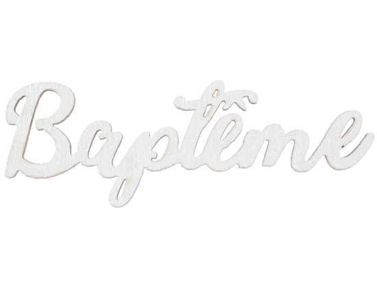 Déco à parsemer "Baptême" en bois blanc