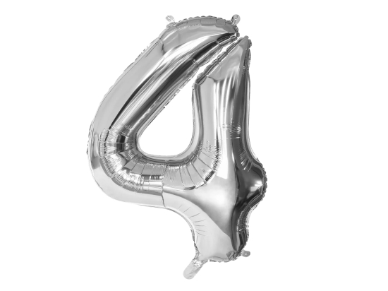 Ballon en aluminium '4' argent