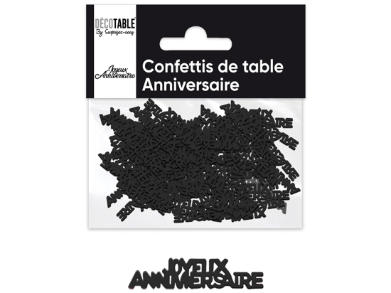 Confettis ANNIVERSAIRE papier - Eventail des couleurs : Noir<br/>