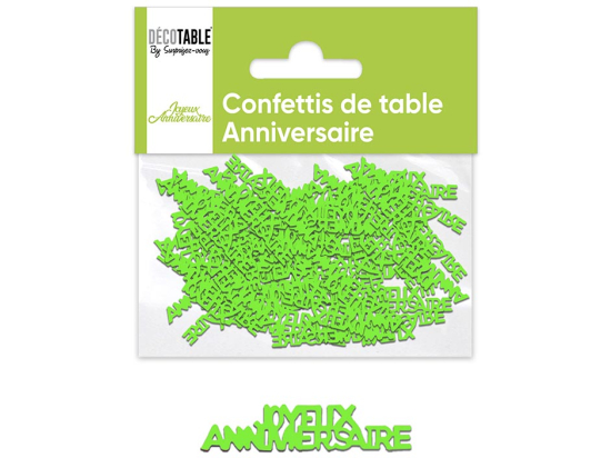 Confettis ANNIVERSAIRE papier - Eventail des couleurs : Vert<br/>