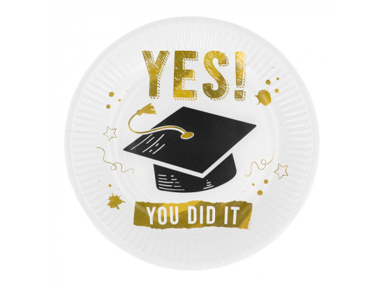 Set 8 Assiettes en papier 'YES! YOU DID IT' (Ø 23 cm)