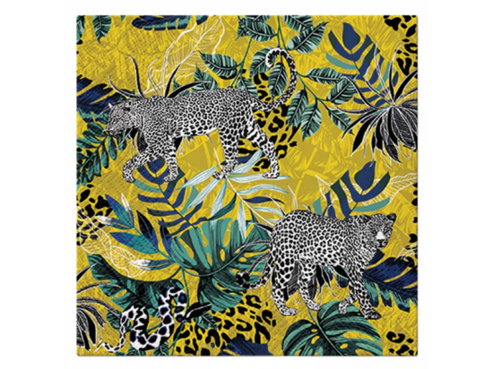 SET DE 20 SERVIETTES PAPIER 3 PLIS 33*33CM LEOPARDS DANS LA JUNGLE