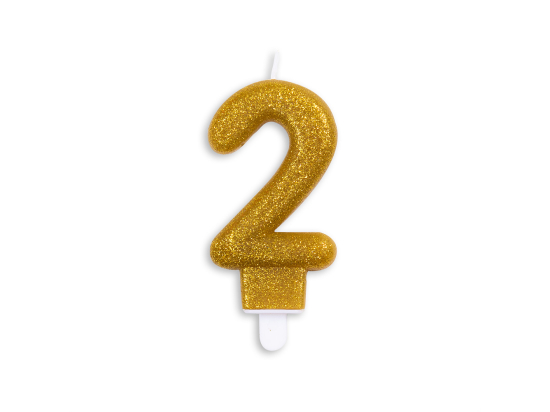 Number candle glitter gold nr. 2