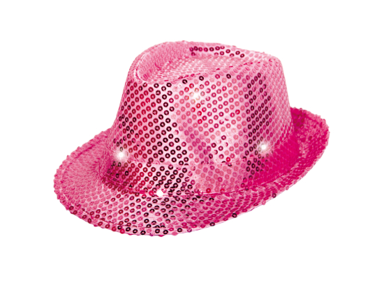 Chapeau Trilby Magenta avec Lampes LED et Paillettes