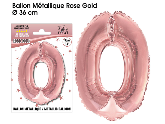 Ballons métalliques Rose Gold Chiffre - Tous les chiffres : 0