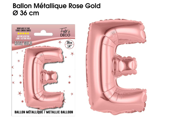 Ballon métallique Rose Gold Lettres et Symboles - Toutes les lettres, le # et le & : E