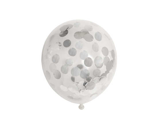 Ballon Transparent - Confetti Metallic Argenté