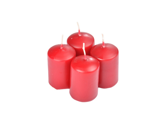 SET DE 4 BOUGIES PILIER DIAMETRE 4CM HAUTEUR 6CM - ESSENTIEL PARFUM FRUITS ROUGES