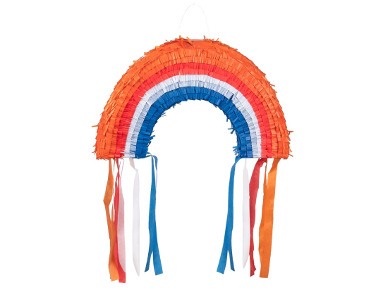 Piñata Arc-en-ciel orange-rouge-blanc-bleu