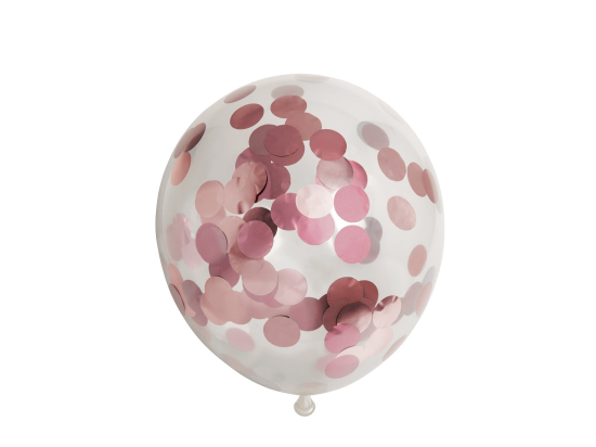 Ballon Transparent - Confetti Metallic Rose Gold