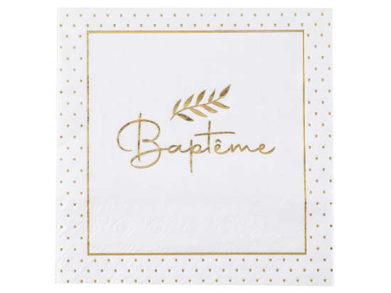 Serviette en papier "Baptême" impression métallisée or