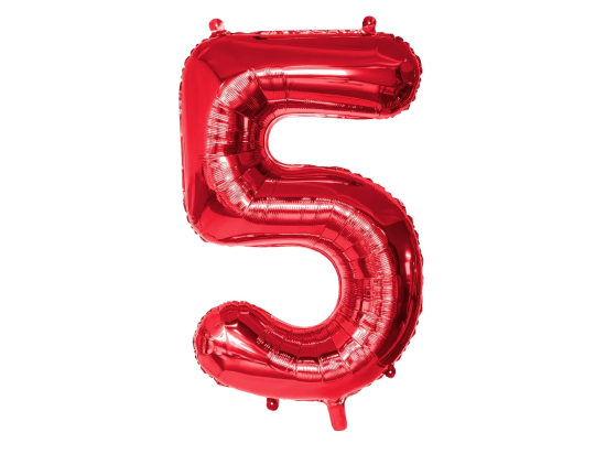 Ballon en aluminium '5' rouge