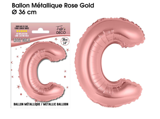 Ballon métallique Rose Gold Lettres et Symboles - Toutes les lettres, le # et le & : C