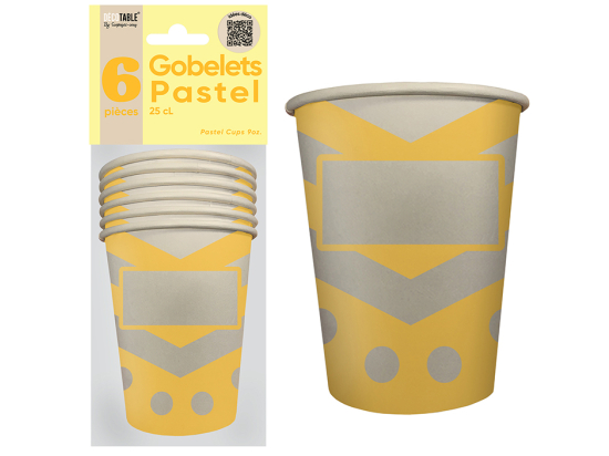 Gobelets x6 Pastel 25cl - Eventail des couleurs : Jaune<br/>