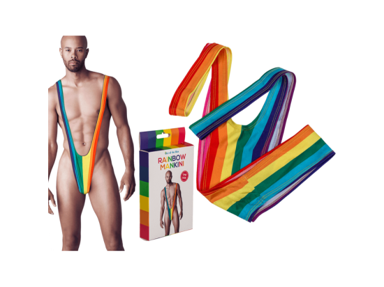 Mankini, Arc-en-ciel mankini, Pride, taille unique, 95 % polyester & 5 % elasthane, env. 28 g, dans emballage cadeau