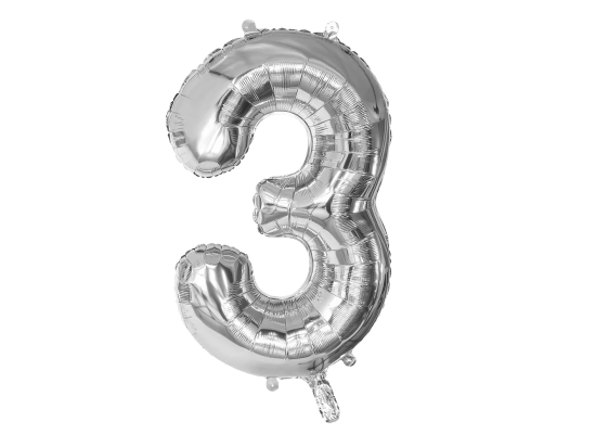 Ballon en aluminium '3' argent