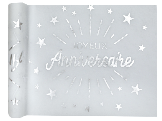 Chemin de table Anniversaire Etincelant Argent