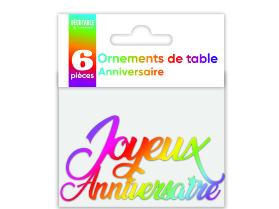 Ornement de table x 6 Multicolore : Joyeux anniversaire