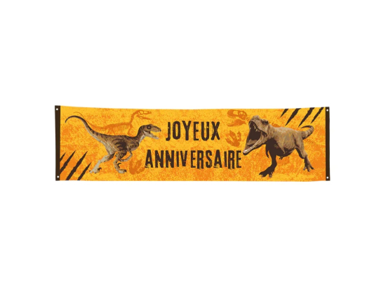 Bannière en polyester T-Rex 'Joyeux Anniversaire' (50x180 cm)