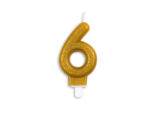 Number candle glitter gold nr. 6