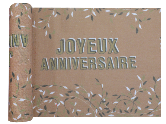 Chemin de table Joyeux Anniversaire végétal Kraft