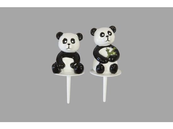 SUJET RESINE PANDA SUR PIQUE POUR GATEAU (x 2) CONTACT ALIMENTAIRE