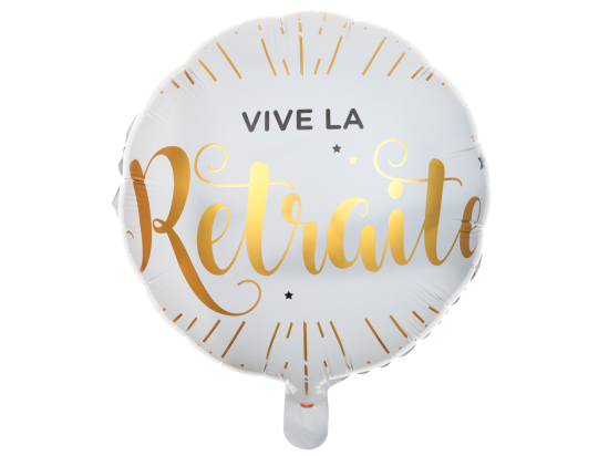 Ballon aluminium Vive la retraite Blanc