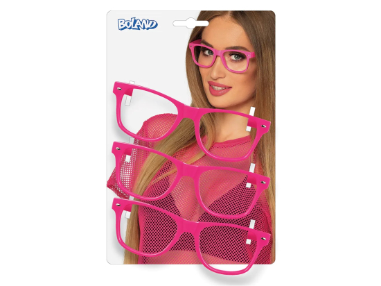 Set 3 Lunettes Party rose fluo