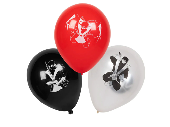 Ballons en latex 'Ninja' 3 couleurs double face