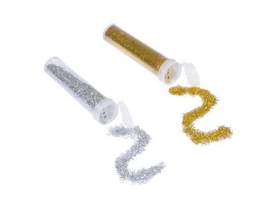 SET DE 6 TUBES PAILLETTES L10.3*l2.3*H18.3CM OR ET ARGENT