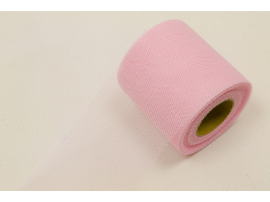 ROULEAU TULLE UNI 8 cm / 20 m ROSE